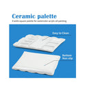 Falling in Art Artist Ceramic Palette | 8 Well Rectangle Porcelain Watercolor Paint Palette