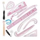 13 Piece French Curve Ruler Set For Style Sewing | Rule To Make Dresses | Transparent Ruler For Making Sewing Patterns