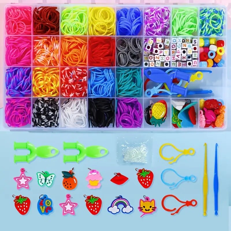 1500+ Loom Bands Handcraft Kit | Rubber Bands For Bracelet Making Kit DIY Art Craft Kit Girls &Boys Creativity Gift | Ideal Birthday Gifts