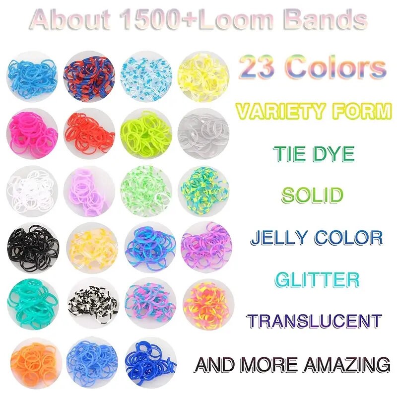 2000+pcs Loom Bands Refill Kit |Rubber Bands For Bracelet | Necklace Making Kit With Storage Case | Friendship Jewellery Bracelet Making Kit