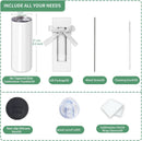 8 Pack Sublimation Tumblers bulk 20 oz Skinny | Stainless Steel Double Wall Insulated Straight Sublimation Tumbler Cups Blank White with Lid