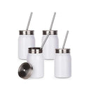 Wide Mouth Stainless Steel Sublimation Tumbler | 17 OZ Bottle with Lid and Straw | Color White