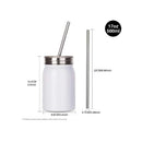 Wide Mouth Stainless Steel Sublimation Tumbler | 17 OZ Bottle with Lid and Straw | Color White