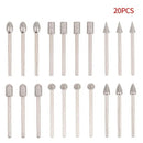 20pcs 6mm Diamond Cutting Grinding Head Mounted Points Bit 3mm Shank Jade Stone Carving Polishing For Dremel Rotary Tool