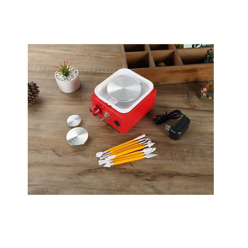Mini Pottery Wheel Machine DIY Clay Tools 10CM Turntable+Sculpting Kit, Ceramic  Pottery Forming Working Electric Pottery Machine