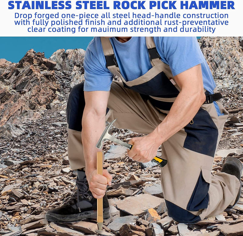 17PCS Geology Rock Pick Hammer Kit, 32oz Hammer & 3 PCS Digging