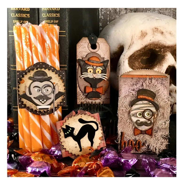 Hip Haunts Vampire Cat & Pumpkin Cutting Die Set For DIY Scrapbooking