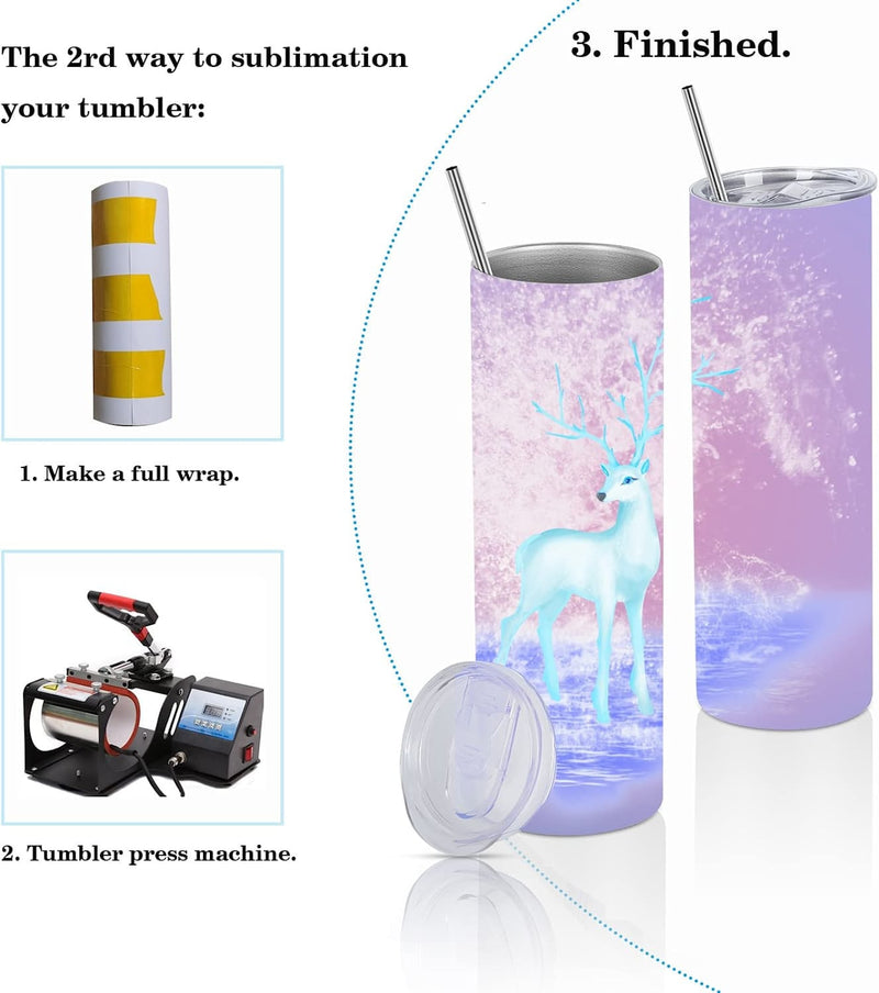 8 Pack Straight Sublimation Tumblers Set 20 Oz Skinny | Stainless Steel Skinny Sublimation Tumbler Blank With Shrink Wrap Film Lid Straw Set