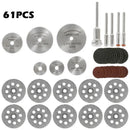61pcs Cutting Wheel Discs Set HSS Diamond Cutting Tool Universal Cut Off Circular Saw Blades Resin Cut Off Discs Kit With 5 Mandrels Rotary