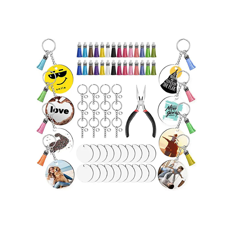 Blank Keychains for Sublimation | 151 Pieces Tassel Rings for Keychain Jump Rings | 30 Round Keychains