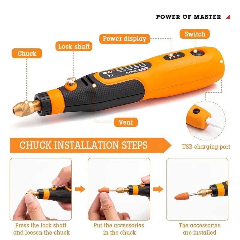 1 Set | Mini Drill Rotary Tool 3.6V Engraving Pen With Grinding Accessories Set Multifunction Mini Engraving Pen