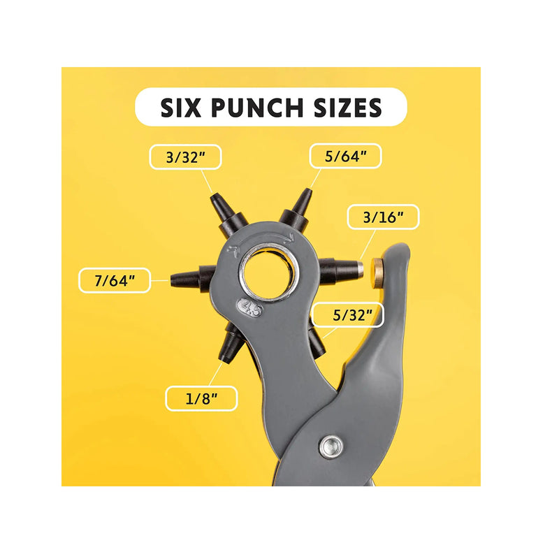 Leather Hole Punch Tool | 6 Multi Hole Sizes for Leather Rubber and Plastic