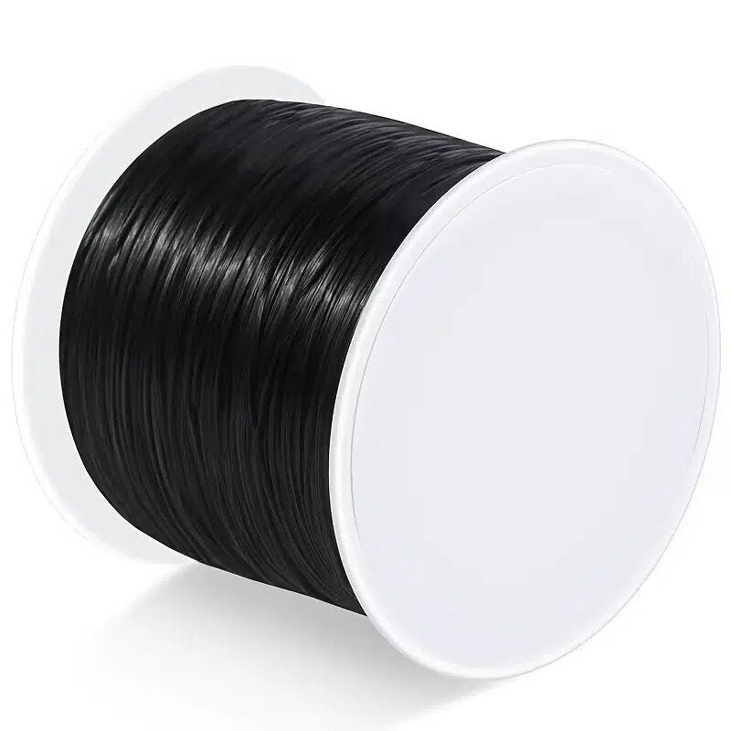 1 Roll Elastic Cords 109yard | Elastic Beaded Line & Rope | Clear Elastic String And Black Flat Elastic Cord