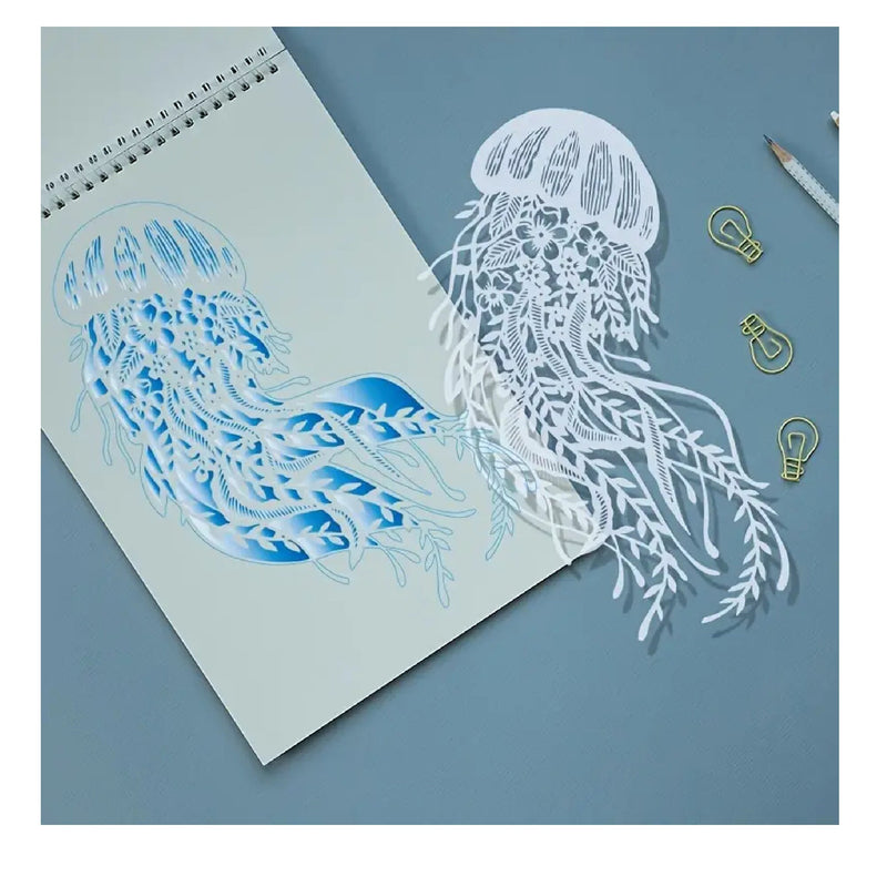 4 Jellyfish Theme Templates | Jellyfish Theme Hollow Spray Paint Stencil