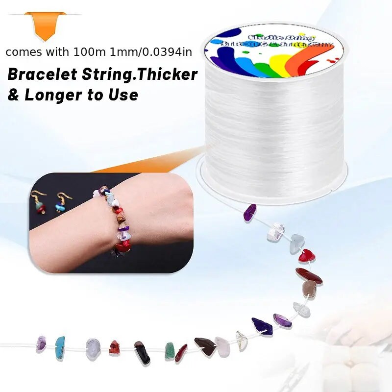 1mm 100m/328ft Elastic Bracelet String Cord Stretch Bead Cord For Jewelry Making And Bracelet Making