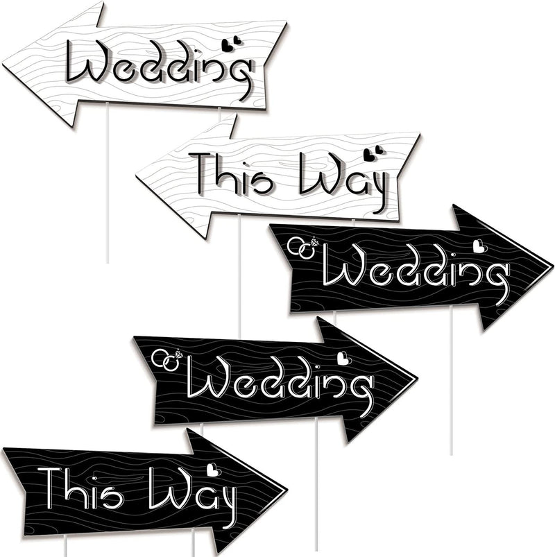 Wedding Directional Road Sign Wedding Directional Arrow Yard Sign with Exquisite Double-sided Printing Wedding Directional Signs | 5 Pieces