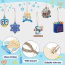 Hanukkah Ornaments Wooden Chanukah Jewish Dreidel Jewish Menorah Hanukkah 6-Pointed Star Happy Hanukkah Present Bag (Chic Style,24 Pieces)
