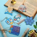 Hanukkah Ornaments Wooden Chanukah Jewish Dreidel Jewish Menorah Hanukkah 6-Pointed Star Happy Hanukkah Present Bag (Chic Style,24 Pieces)