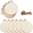 30pcs Round Wooden Discs With Holes | 3" Unfinished Predrilled Natural Wood Slices