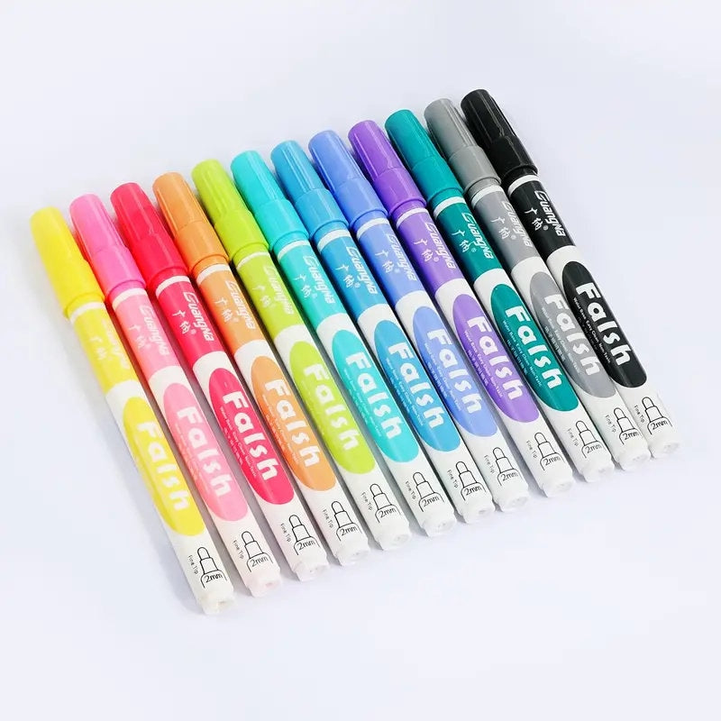 12pcs | set LED Board Erasable Fluorescent Pen Highlighter Tip 2mm