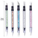 Sularpek 5Pcs Silicone Nail Art Acrylic Pen Brushes | Rhinestone Handle Double-Ended Nail Art Pen