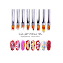 8 Pcs Nail Brush Pen Premium Upgrade Wood Handle | Gradient Painting Brush Set UV Gel Flower Drawing Pen Purple Wood