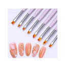 8 Pcs Nail Brush Pen Premium Upgrade Wood Handle | Gradient Painting Brush Set UV Gel Flower Drawing Pen Purple Wood