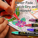 24pcs Dual Head Tip Acrylic Paint Markers Pen Set Fine Tip Medium Tip For Rock Painting | Ceramic | Wood | Fabric | Plastic | Canvas | Glass