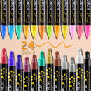 24pcs Dual Head Tip Acrylic Paint Markers Pen Set Fine Tip Medium Tip For Rock Painting | Ceramic | Wood | Fabric | Plastic | Canvas | Glass