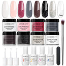 AZUREBEAUTY 17 Pcs Dip Powder Nail Kit Starter | 8 Colors Classic Nude Brown Pink All Season Acrylic Dipping Powder Liquid Set