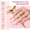 AZUREBEAUTY Nude Pink Glitter Transparent Neutral Skin Dip Powder Nail Starter Kit | All Seasons 4 Colors Dipping Powder Set
