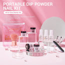 AZUREBEAUTY Nude Pink Glitter Transparent Neutral Skin Dip Powder Nail Starter Kit | All Seasons 4 Colors Dipping Powder Set