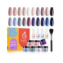 Beetles 20 Pcs Dip Powder Nail Kit | Girls Night Collection Dipping Powder Set Nude Gray Pink Blue Glitter | Color A-Girls Night