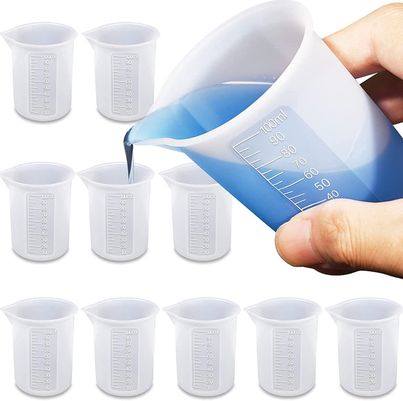 Moukiween 10pcs Silicone Measuring Cups for Resin | 100ml Mixing Cups for Resin DIY Craft Jewelry Making Paint Pouring Cup