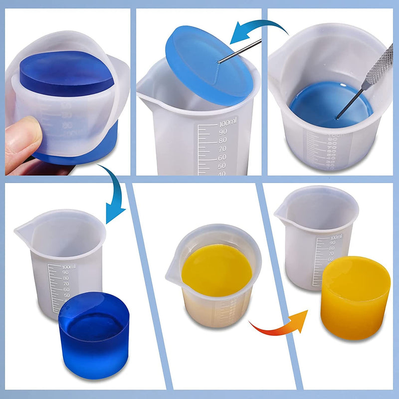 Silicone Measuring Cups for Epoxy Resin, Reusable Mixing Cups Jugs