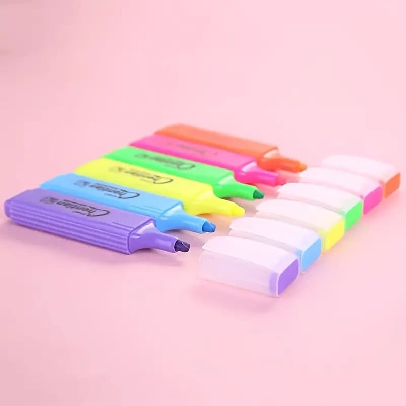 6pcs | Set Colors Highlighter | Chisel Tip Marker Pen | Assorted Colors | Water Based | Quick Dry