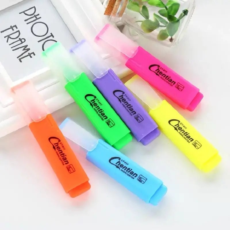 6pcs | Set Colors Highlighter | Chisel Tip Marker Pen | Assorted Colors | Water Based | Quick Dry