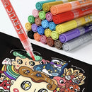 12 | 24 Colors Acrylic Markers Brush Pens For Fabric Rock Painting Pen Ceramic Glass Canvas DIY Card Making Art Supplies