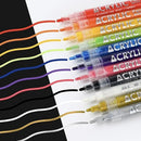 12 | 24 Colors Acrylic Markers Brush Pens For Fabric Rock Painting Pen Ceramic Glass Canvas DIY Card Making Art Supplies