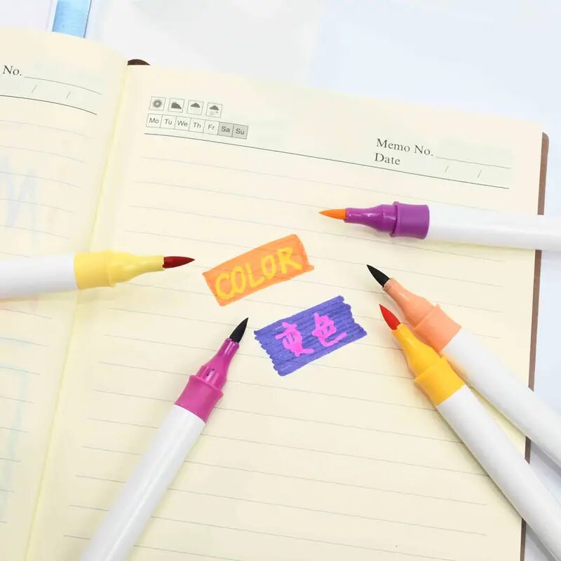 12pcs/Set MACACO Dual Tip Marker Pens Assorted Colors Pen With Hard Box Magic Pens