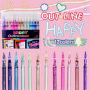 Macaco 12pcs Double Line Marker Outline Color Pen Set