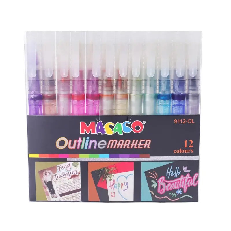 Macaco 12pcs Double Line Marker Outline Color Pen Set