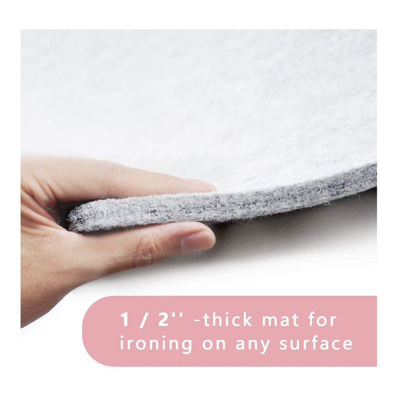 MOHOM 24 x 17 + 10'' x 10'' Wool Pressing Mat 100% New Zealand Felted  Wool Ironing Mat Pad Blanket for Quilter, Sewing, Quilting Supplies and