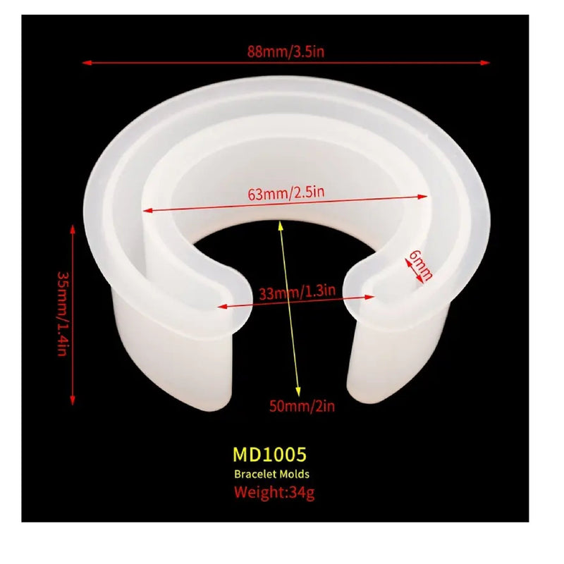 1 C-shaped Bracelet Mold | Crystal Drop Glue Mold