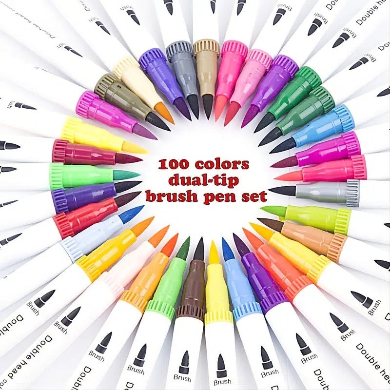 12/24/36/100 Colors Art Marker Pens Dual Tip Manga Drawing Painting | Watercolor Brush Pen | School Supplies Markers