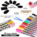 Liquid Chalk Markers | Emooqi 12 Pack Dry Erase Marker Pens For Chalkboards Signs | Car Windows | Blackboards | Glass | Bistro