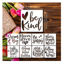 9 Piece Inspirational Word Stencil Set With Metal Open Ring