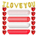 MIAHART I Love You Balloons Valentine Balloon Kit 12 Red Heart Foil Helium Balloons 60 Latex Balloons