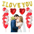 MIAHART I Love You Balloons Valentine Balloon Kit 12 Red Heart Foil Helium Balloons 60 Latex Balloons