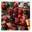 12 Pieces Christmas Ball Tree Ornament | Red and Black Buffalo Check Ball Ornament | Ball Wrapped In Red And Black Checkered Fabric